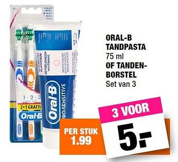 Aanbiedingen Oral-b tandpasta of tandenborstel - Oral-B - Geldig van 28/03/2016 tot 10/04/2016 bij Big Bazar