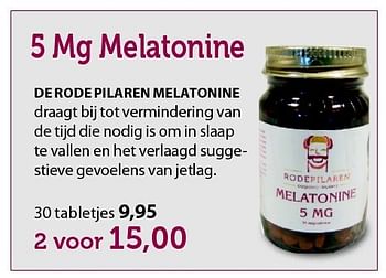 Aanbiedingen De rode pilaren melatonine - Huismerk - De Rode Pilaren - Geldig van 19/02/2016 tot 24/04/2016 bij De Rode Pilaren