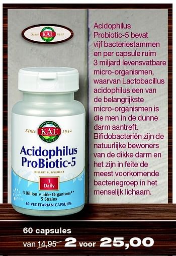 Aanbiedingen Acidophilus probiotic-5 - Huismerk - De Rode Pilaren - Geldig van 19/02/2016 tot 24/04/2016 bij De Rode Pilaren