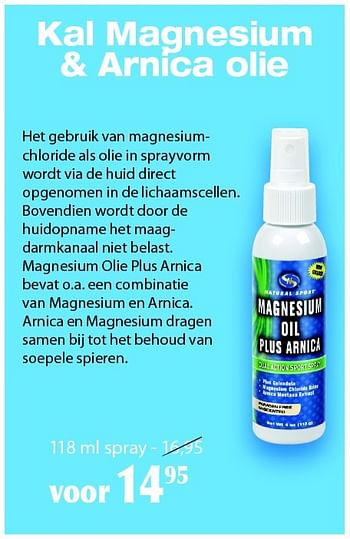 Aanbiedingen Kal magnesium + arnica olie - Huismerk - De Rode Pilaren - Geldig van 19/02/2016 tot 24/04/2016 bij De Rode Pilaren