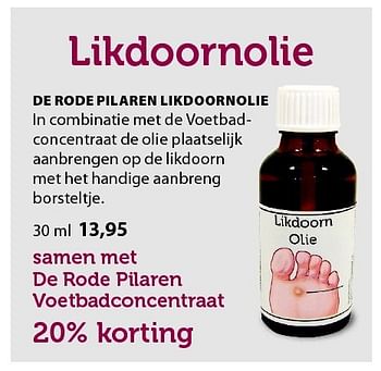 Aanbiedingen De rode pilaren likdoornolie - Huismerk - De Rode Pilaren - Geldig van 19/02/2016 tot 24/04/2016 bij De Rode Pilaren