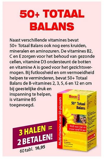 Aanbiedingen 50+ totaal balans - Bloem - Geldig van 19/02/2016 tot 24/04/2016 bij De Rode Pilaren