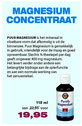 Aanbiedingen Magnesium concentraat - Huismerk - De Rode Pilaren - Geldig van 19/02/2016 tot 24/04/2016 bij De Rode Pilaren