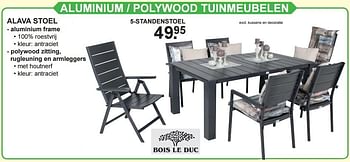 Aanbiedingen Aluminium - polywood tuinmeubelen 5-standenstoel - Bois le Duc - Geldig van 10/04/2016 tot 01/05/2016 bij Van Cranenbroek