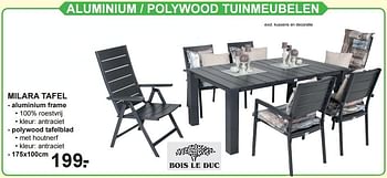 Aanbiedingen Aluminium - polywood tuinmeubelen milara tafel - Bois le Duc - Geldig van 10/04/2016 tot 01/05/2016 bij Van Cranenbroek