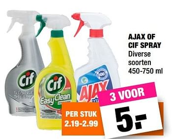 Aanbiedingen Ajax of cif spray - Ajax - Geldig van 11/04/2016 tot 24/04/2016 bij Big Bazar