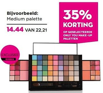 Aanbiedingen Medium palette - Only You - Geldig van 28/03/2016 tot 17/04/2016 bij Ici Paris XL