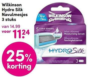 Aanbiedingen Wilkinson hydro silk navulmesjes - Wilkinson - Geldig van 04/04/2016 tot 17/04/2016 bij da