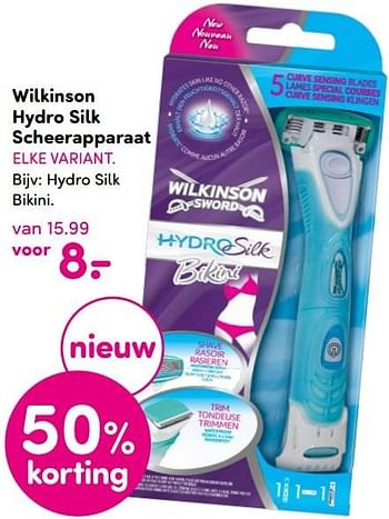 Aanbiedingen Wilkinson hydro silk scheerapparaat - Wilkinson - Geldig van 04/04/2016 tot 17/04/2016 bij da