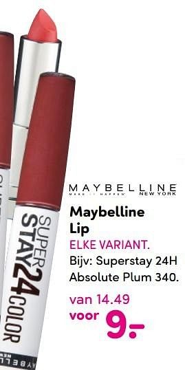 Aanbiedingen Maybelline lip - Maybelline - Geldig van 04/04/2016 tot 17/04/2016 bij da