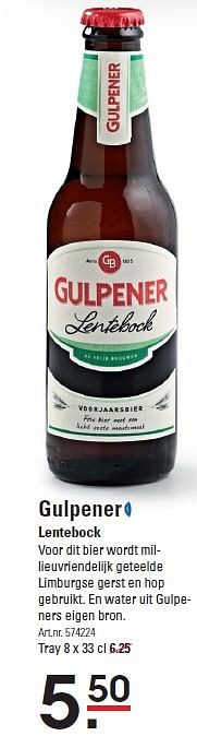 Aanbiedingen Gulpener lentebock - Gulpener - Geldig van 30/03/2016 tot 18/04/2016 bij Sligro