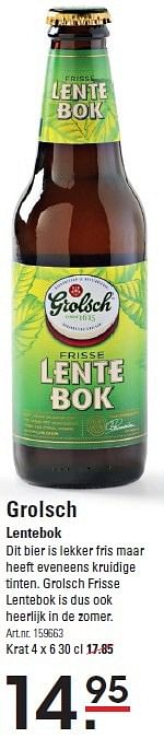 Aanbiedingen Grolsch lentebok - Grolsch - Geldig van 30/03/2016 tot 18/04/2016 bij Sligro