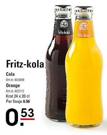 Aanbiedingen Fritz-kola - Fritz-Kola - Geldig van 30/03/2016 tot 18/04/2016 bij Sligro