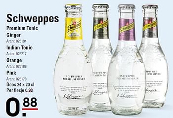 Aanbiedingen Schweppes premium tonic - Schweppes - Geldig van 30/03/2016 tot 18/04/2016 bij Sligro