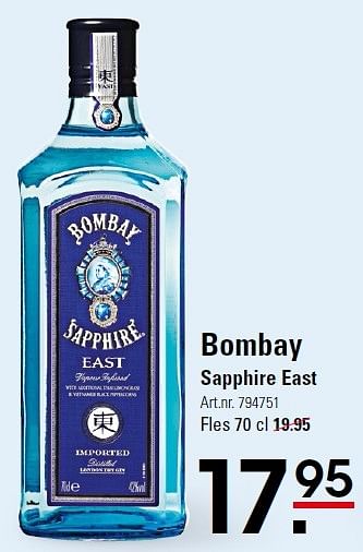Aanbiedingen Bombay sapphire east - Bombay - Geldig van 30/03/2016 tot 18/04/2016 bij Sligro