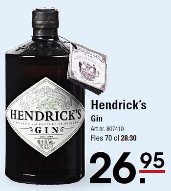 Aanbiedingen Hendrick`s gin - Hendrick's - Geldig van 30/03/2016 tot 18/04/2016 bij Sligro