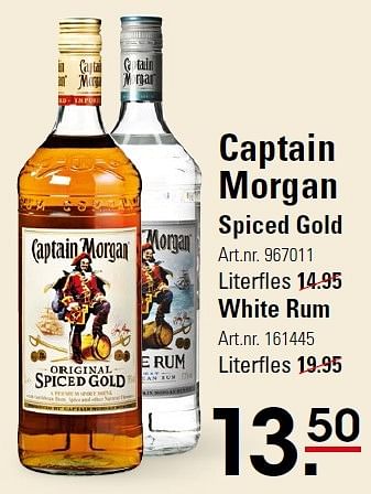 Aanbiedingen Captain morgan spiced gold white rum - Captain Morgan - Geldig van 30/03/2016 tot 18/04/2016 bij Sligro