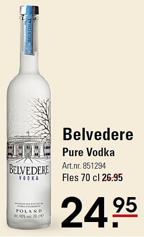 Aanbiedingen Belvedere pure vodka - Belvédere - Geldig van 30/03/2016 tot 18/04/2016 bij Sligro