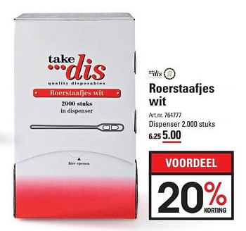 Aanbiedingen Roerstaafjes - Takedis - Geldig van 30/03/2016 tot 18/04/2016 bij Sligro