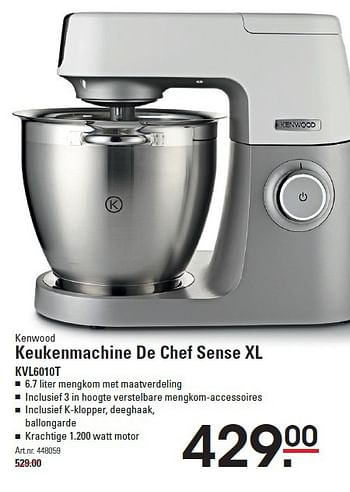 Aanbiedingen Kenwood keukenmachine de chef sense xl kvl6010t - Kenwood - Geldig van 30/03/2016 tot 18/04/2016 bij Sligro