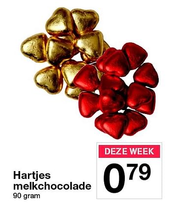 Aanbiedingen Hartjes melkchocolade - Huismerk - Zeeman  - Geldig van 15/04/2016 tot 22/04/2016 bij Zeeman