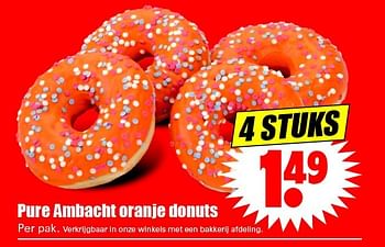 Aanbiedingen Pure ambacht oranje donuts - Huismerk - Dirk - Geldig van 17/04/2016 tot 23/04/2016 bij Lekker Doen