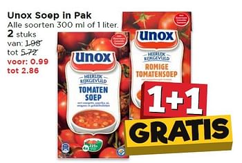 Aanbiedingen Unox soep in pak - Unox - Geldig van 17/04/2016 tot 23/04/2016 bij Vomar
