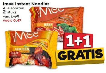 Aanbiedingen Imee instant noodles - Imee - Geldig van 17/04/2016 tot 23/04/2016 bij Vomar