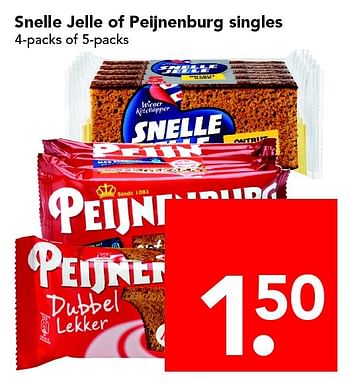 Aanbiedingen Snelle jelle of peijnenburg singles - Peijnenburg - Geldig van 17/04/2016 tot 23/04/2016 bij Deen Supermarkten