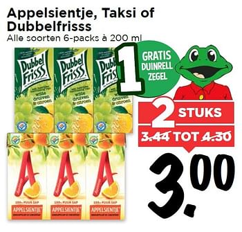 Aanbiedingen Appelsientje,taksi of dubbelfrisss - Dubbelfrisss - Geldig van 17/04/2016 tot 23/04/2016 bij Vomar