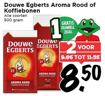 Aanbiedingen Douwe egberts aroma rood of koffiebonen - Douwe Egberts - Geldig van 17/04/2016 tot 23/04/2016 bij Vomar