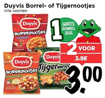 Aanbiedingen Duyvis borrel of tijgernootjes - Duyvis - Geldig van 17/04/2016 tot 23/04/2016 bij Vomar