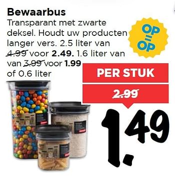 Aanbiedingen Bewaarbus transparant met zwarte deksel - Huismerk Vomar - Geldig van 17/04/2016 tot 23/04/2016 bij Vomar