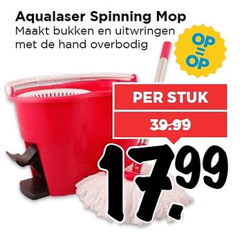 Aanbiedingen Aqualaser spinning mop - Huismerk Vomar - Geldig van 17/04/2016 tot 23/04/2016 bij Vomar