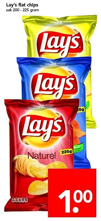 Aanbiedingen Lay`s flat chips - Lay's - Geldig van 17/04/2016 tot 23/04/2016 bij Deen Supermarkten