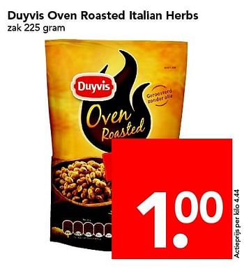Aanbiedingen Duyvis oven roasted italian herbs - Duyvis - Geldig van 17/04/2016 tot 23/04/2016 bij Deen Supermarkten