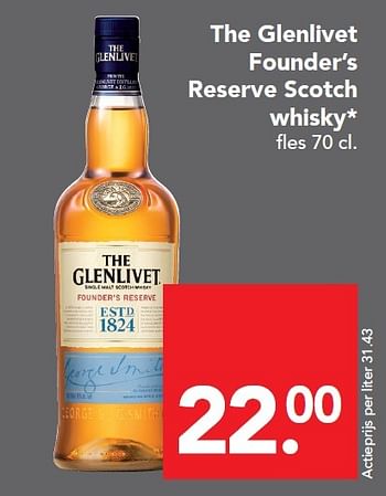 Aanbiedingen The glenlivet founder`s reserve scotch whisky - The glenlivet - Geldig van 17/04/2016 tot 23/04/2016 bij Deen Supermarkten