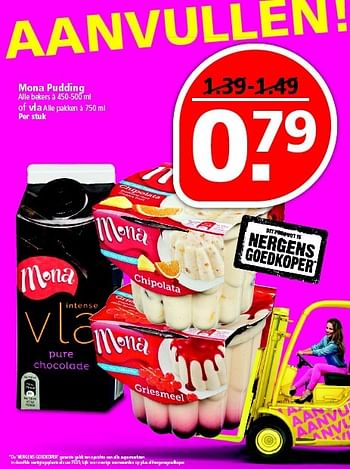 Aanbiedingen Mona pudding - Mona - Geldig van 17/04/2016 tot 23/04/2016 bij Plus