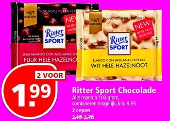 Aanbiedingen Ritter sport chocolade - Ritter Sport - Geldig van 17/04/2016 tot 23/04/2016 bij Plus