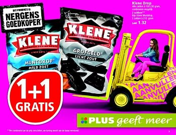 Aanbiedingen Klene drop - Klene - Geldig van 17/04/2016 tot 23/04/2016 bij Plus