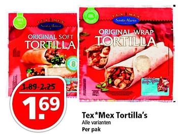 Aanbiedingen Tex mex tortilla`s - Santa Maria - Geldig van 17/04/2016 tot 23/04/2016 bij Plus