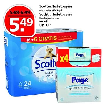 Aanbiedingen Scottex toiletpapier of page vochtig toiletpapier - Page - Geldig van 17/04/2016 tot 23/04/2016 bij Plus