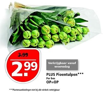 Aanbiedingen Plus pioentulpen - Huismerk - Plus - Geldig van 17/04/2016 tot 23/04/2016 bij Plus