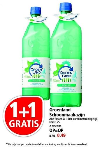 Aanbiedingen Groenland schoonmaakazijn - Groenland - Geldig van 17/04/2016 tot 23/04/2016 bij Plus