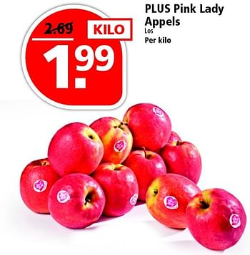 Aanbiedingen Plus pink lady appels - Huismerk - Plus - Geldig van 17/04/2016 tot 23/04/2016 bij Plus