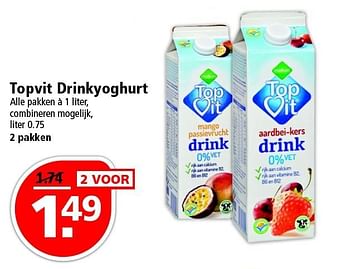 Aanbiedingen Topvit drinkyoghurt - Topvit - Geldig van 17/04/2016 tot 23/04/2016 bij Plus