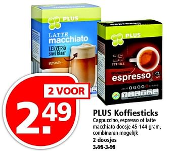 Aanbiedingen Plus koffiesticks - Huismerk - Plus - Geldig van 17/04/2016 tot 23/04/2016 bij Plus