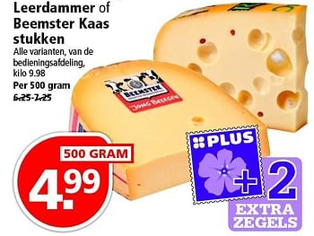 Aanbiedingen Leerdammer of beemster kaas stukken - Leerdammer - Geldig van 17/04/2016 tot 23/04/2016 bij Plus