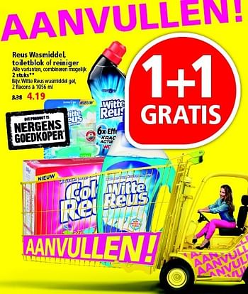 Aanbiedingen Reus wasmiddel, toiletblok of reiniger - Reus - Geldig van 17/04/2016 tot 23/04/2016 bij Plus