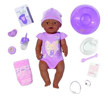 Aanbiedingen Baby Born interactieve pop (donkere huidskleur) - Zapf creation - Geldig van 22/10/2016 tot 07/12/2016 bij ToyChamp